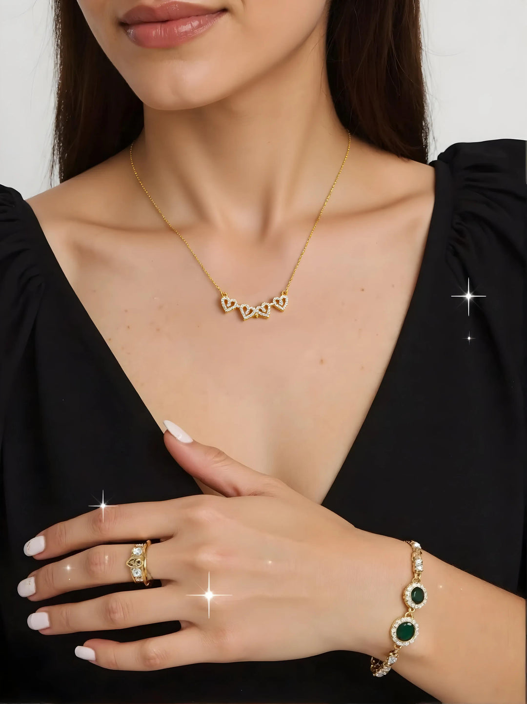 Hearts of Fortune Pendant – Dual Design Gold Necklace