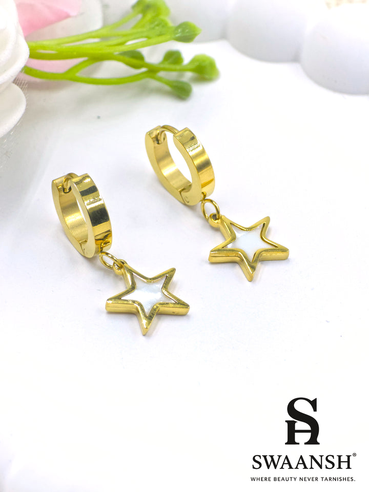 Gold black stone stud earrings anti-tarnish daily wear by Swaansh