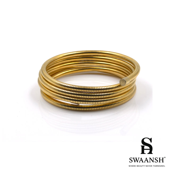 Flex Coil Bracelet – Gold Spiral Stack