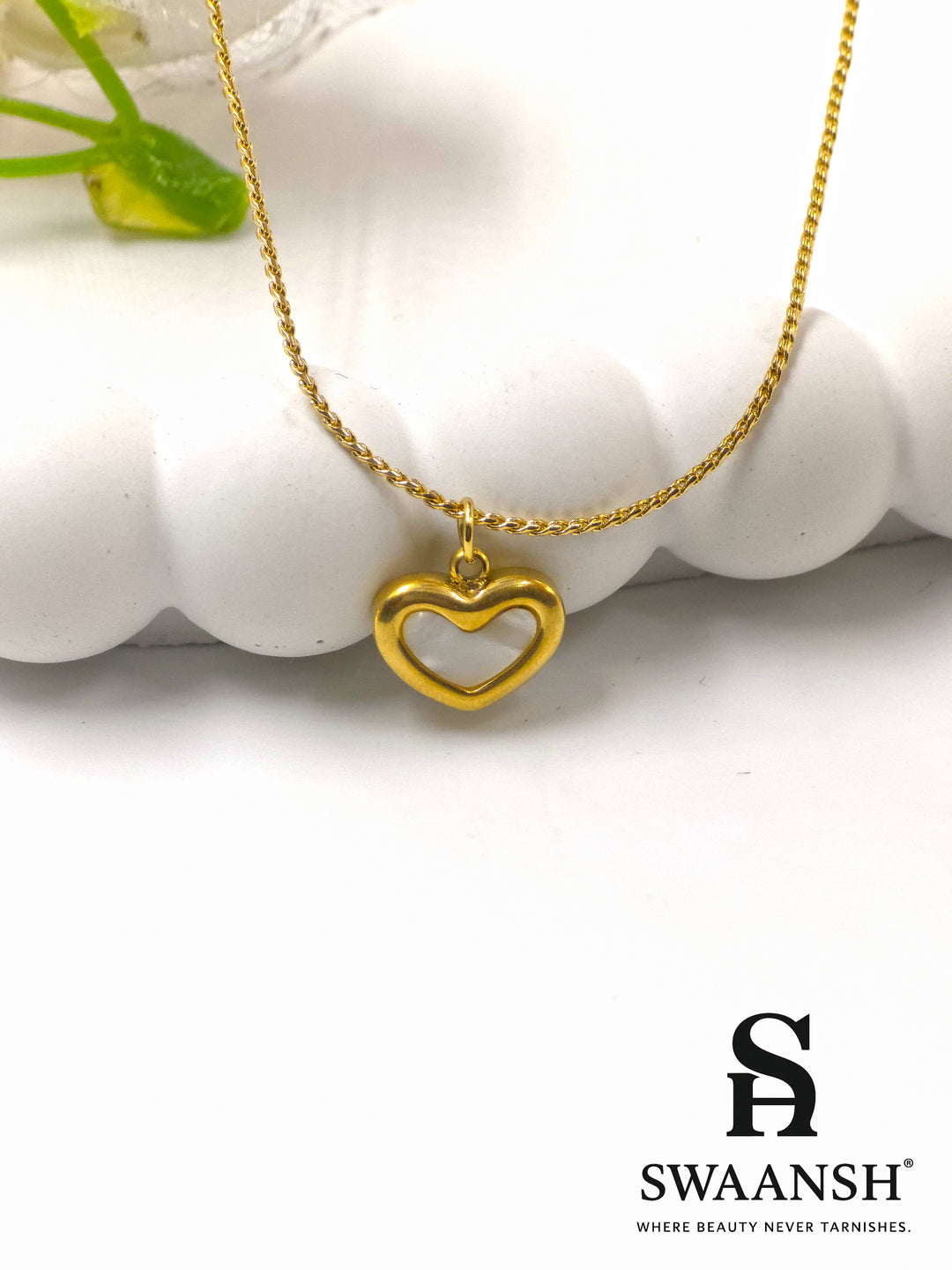 Minimalist open-heart gold pendant on a delicate chain – Heartline Necklace by Swaansh