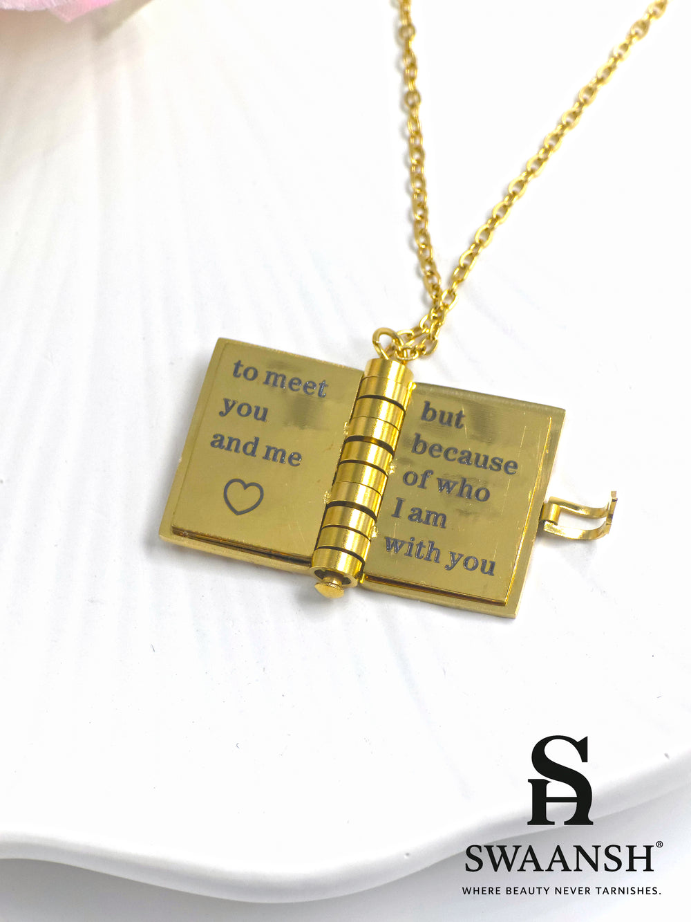 Gold-plated Dear Diary Pendant necklace with heart cutout and engraved message – Swaansh anti-tarnish jewellery