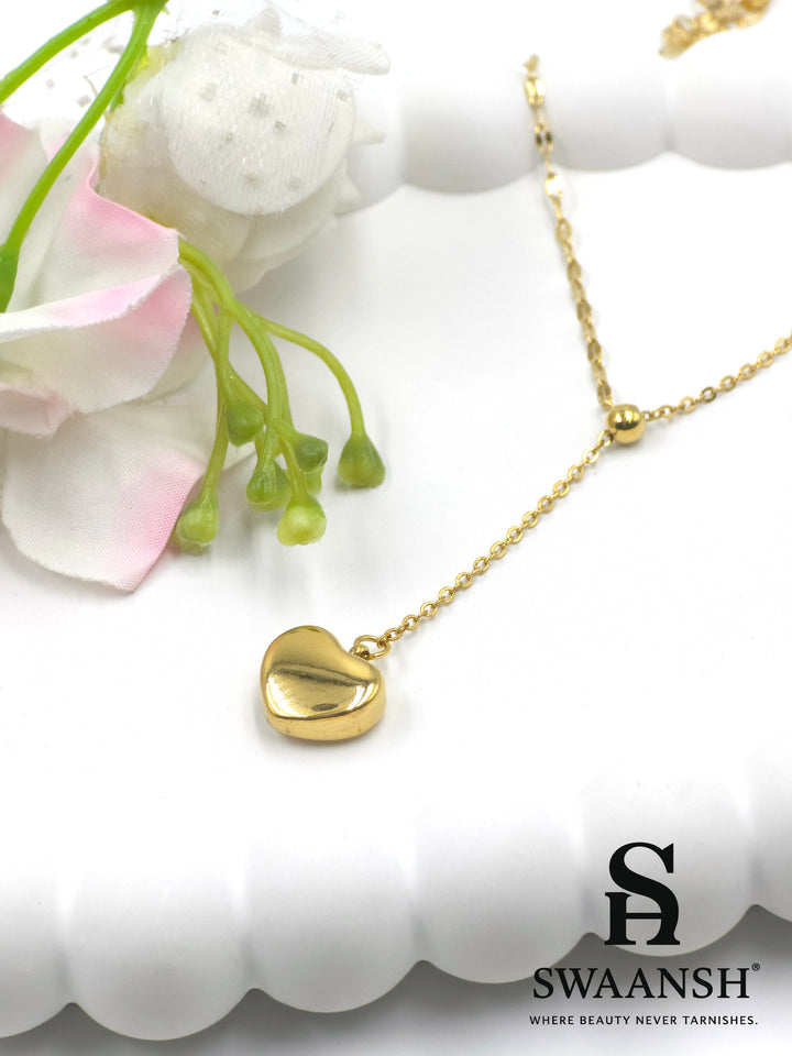 Eternal Heart Pendant by Swaansh featuring a puffed gold heart charm on a delicate anti-tarnish chain