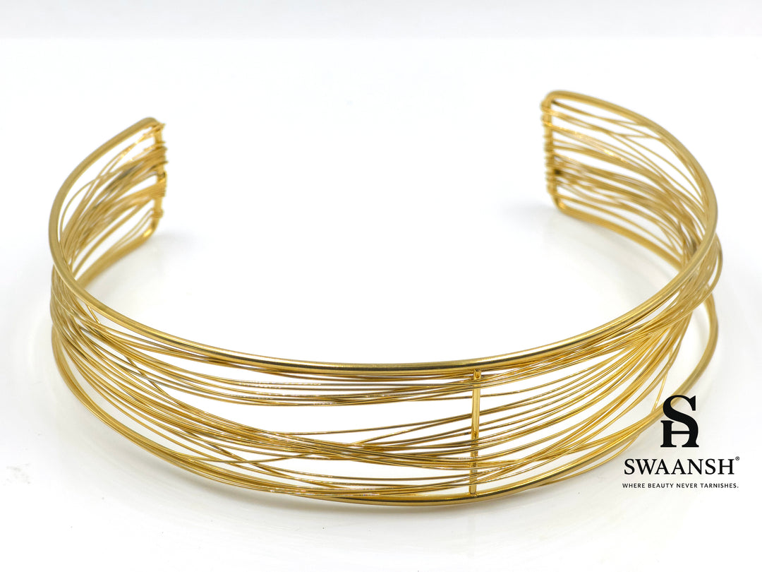 Auric Lines Choker by Swaansh featuring sculpted gold wire design with open back structure