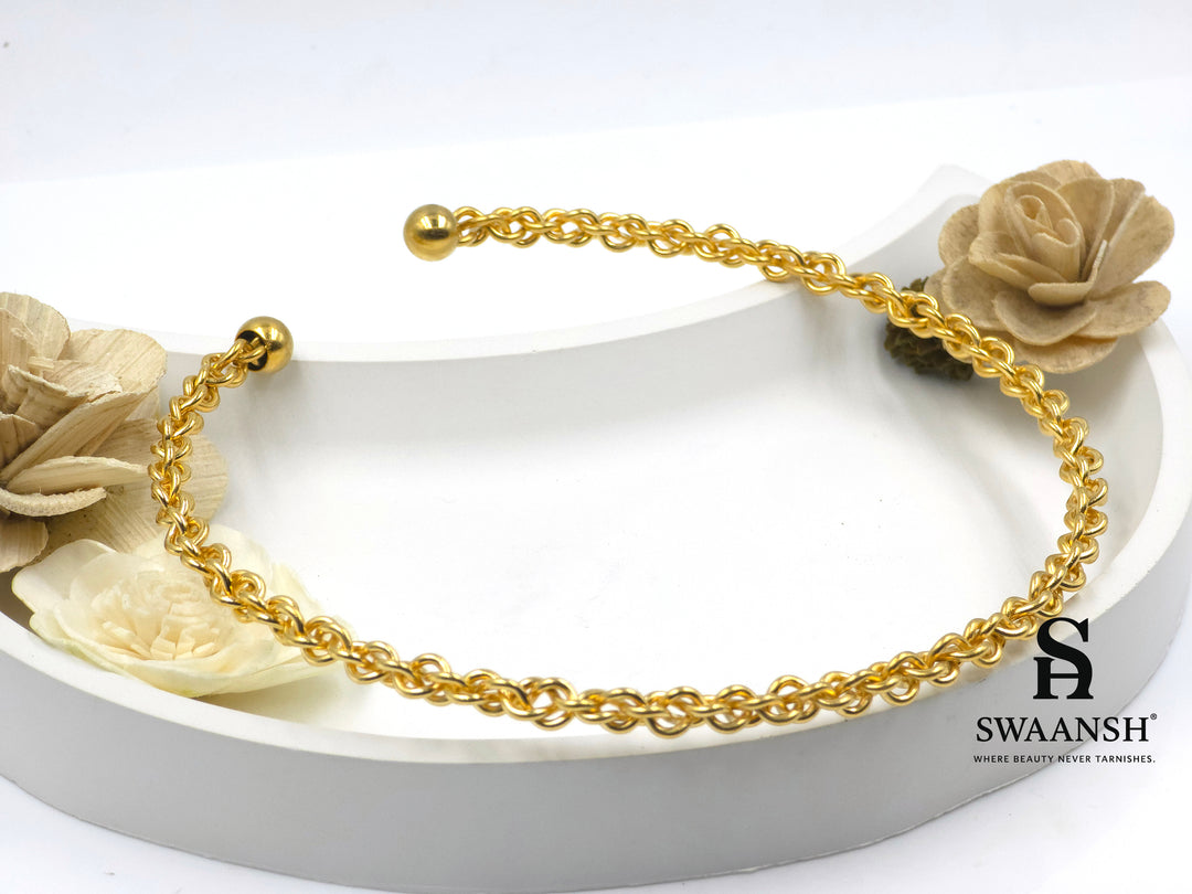 Linked Grace Choker by Swaansh featuring open gold chain design with polished orb ends in a minimalist silhouette