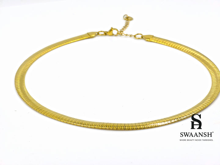 The Gilded Curve choker by Swaansh featuring sleek gold snake design in high-polish anti-tarnish finish