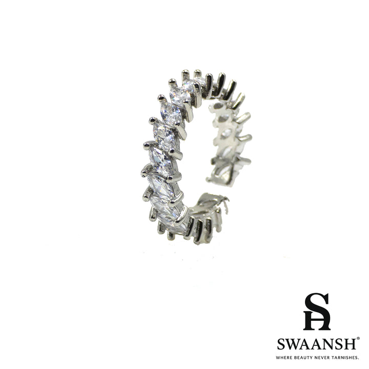 Arctic Prism Ring – Silver Zircon Eternity Band