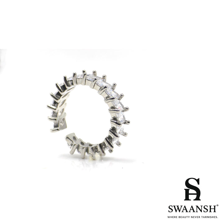 Arctic Prism Ring – Silver Zircon Eternity Band
