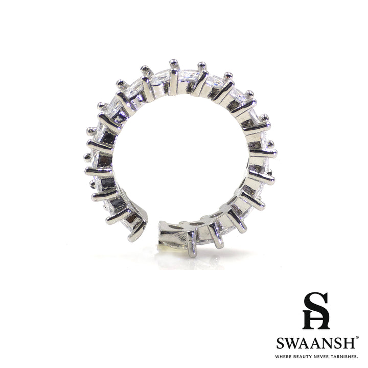 Arctic Prism Ring – Silver Zircon Eternity Band