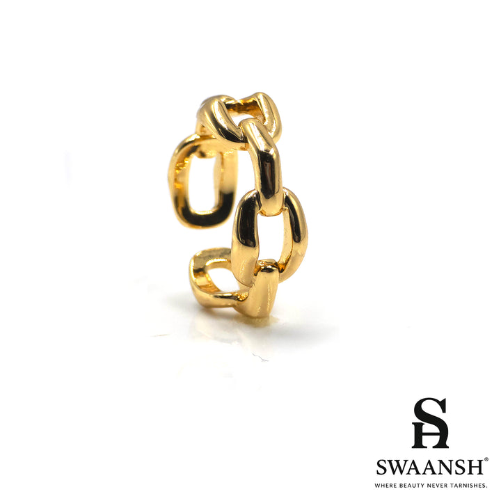 Adjustable gold chain ring with bold links – BoldLinks Unisex Ring by Swaansh

