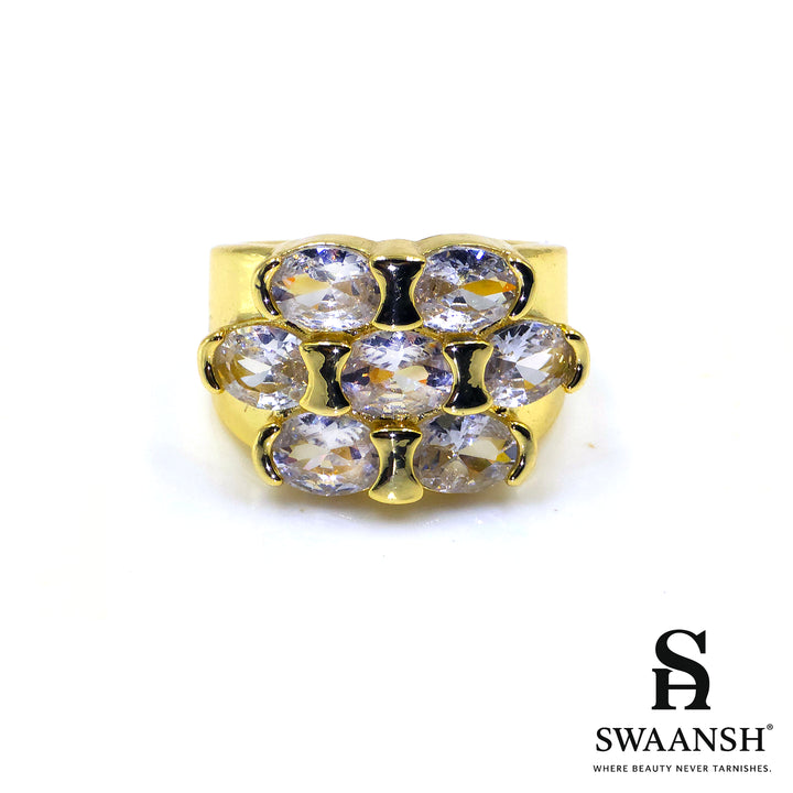 Adjustable gold ring with bold zircon cluster design – Cluster Crown Ring by Swaansh