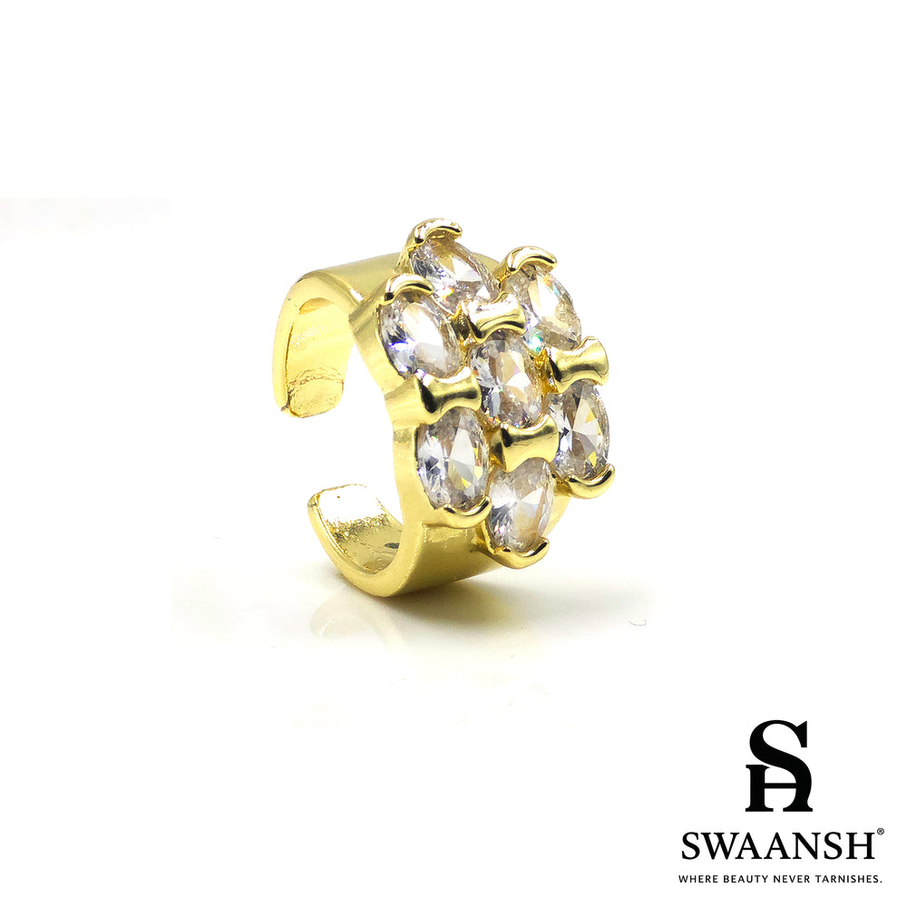Adjustable gold ring with bold zircon cluster design – Cluster Crown Ring by Swaansh