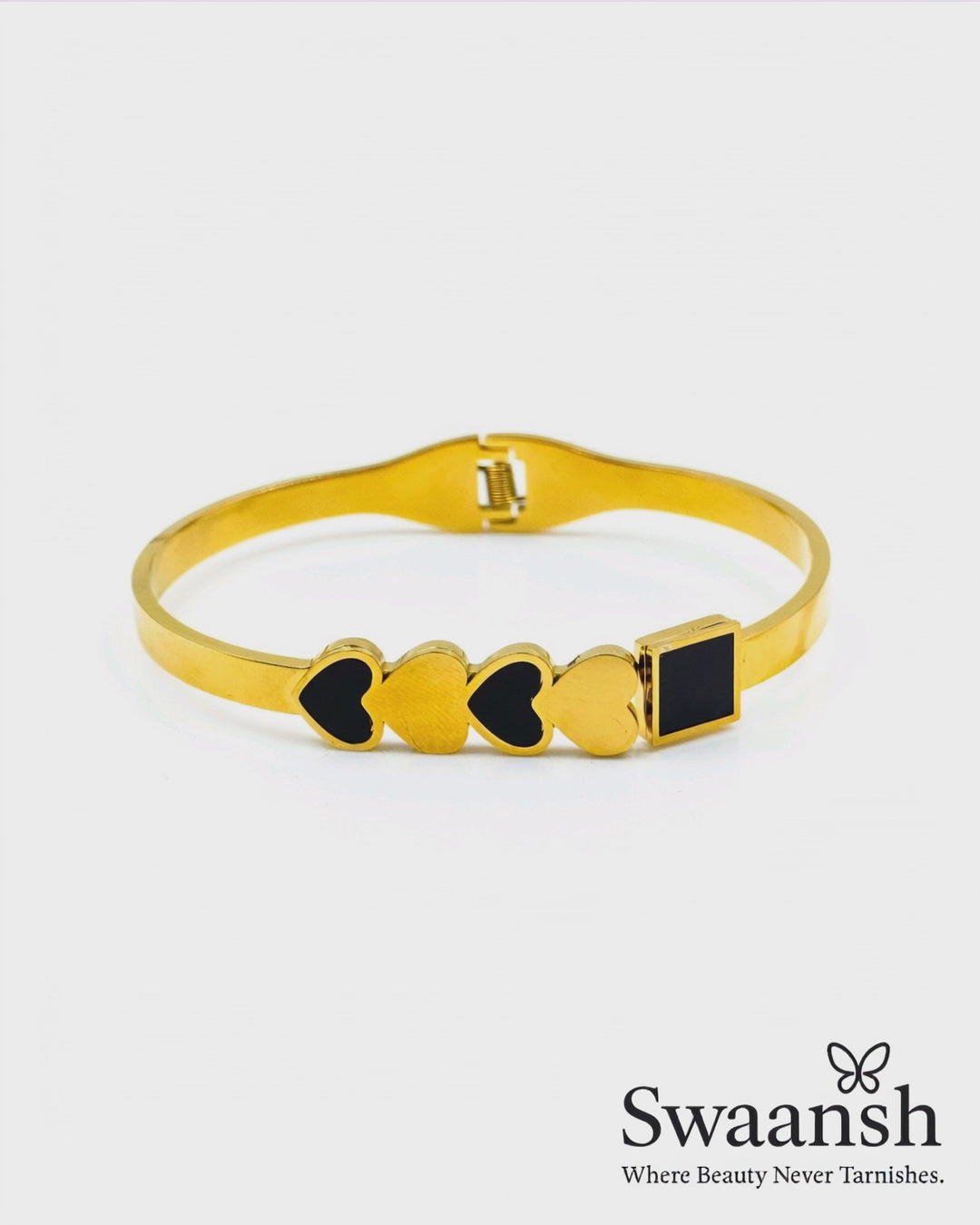 HeartLock Bracelet – Black & Gold